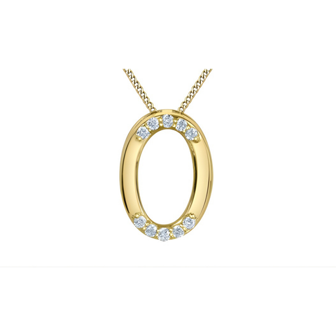 10kt Yellow Gold Lab-Grown Diamond Open Oval Pendant