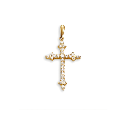 10kt Yellow Gold Cross With Cubic Zirconia