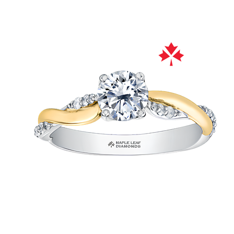 14kt Two Tone 0.84cttw Round Canadian Diamond Engagement Ring