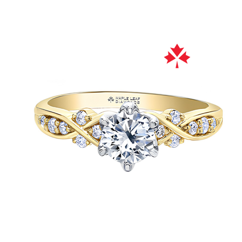 14kt Two-Tone Gold 0.89cttw Canadian Diamond Side Stone Engagement Ring