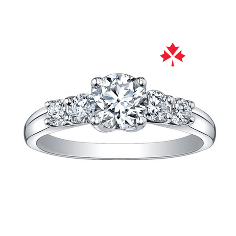 14kt White Gold 0.80cttw Five Canadian Diamond Engagement Ring