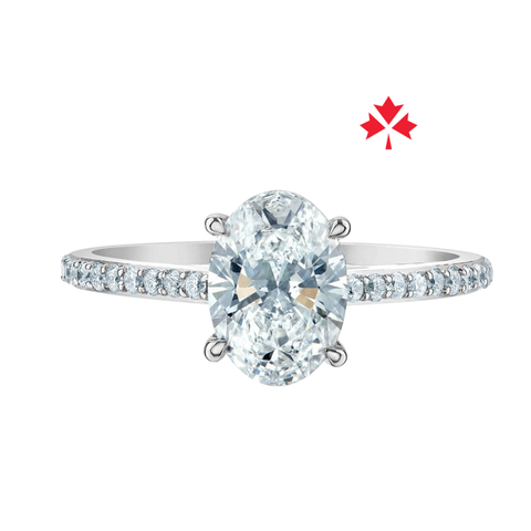 14kt White Gold 1.71cttw Oval CANADIAN Diamond Engagement Ring