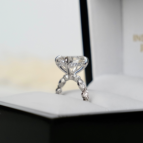 14kt White Gold 5.01cttw Lab-Grown Round and Marquise Diamond Engagement Ring