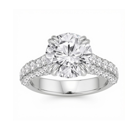 14kt White Gold 6.35cttw Lab-Grown Round Diamond Engagement Ring