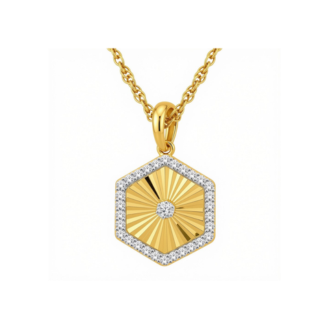 10kt Yellow Gold Hexagon Diamond Pendant