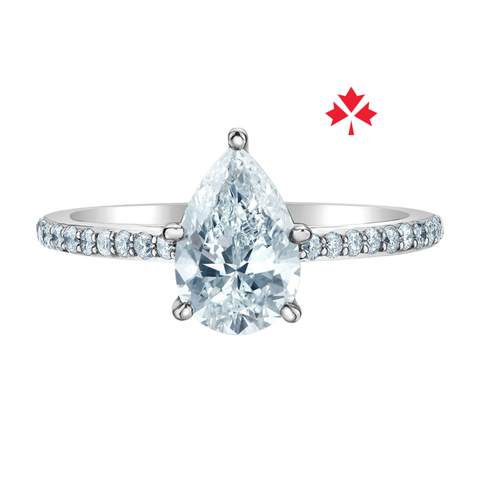 14kt White Gold 1.70cttw Pear CANADIAN Diamond Engagement Ring