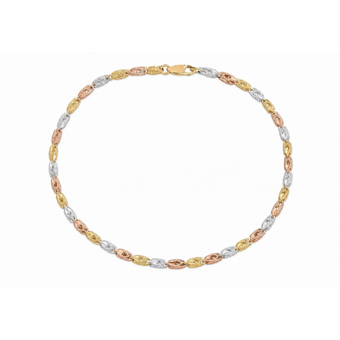 10kt Tri-Colour Gold King 2.5mm Link Solid Chain in 24-inch