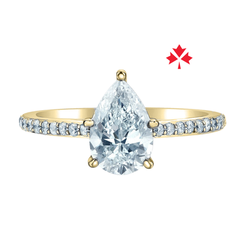 14kt Yellow Gold 1.70cttw Pear CANADIAN Diamond Engagement Ring