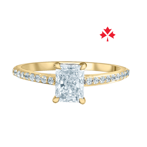 14kt Yellow Gold 1.22cttw Cushion CANADIAN Diamond Engagement Ring