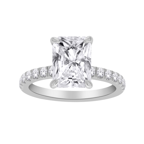 14kt White Gold 2.45cttw Lab-Grown Radiant Diamond Hidden Halo Engagement Ring