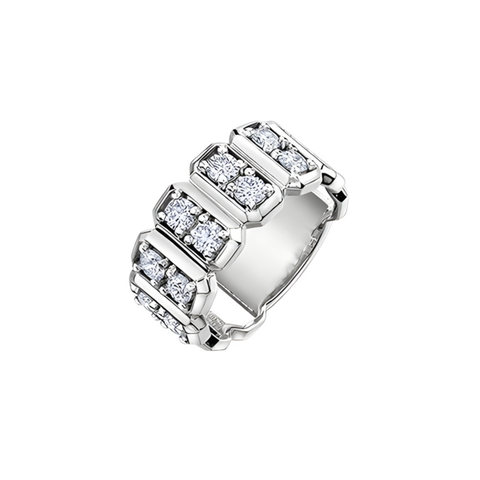 10kt White Gold 1.00cttw Diamond Five Row Dinner Ring