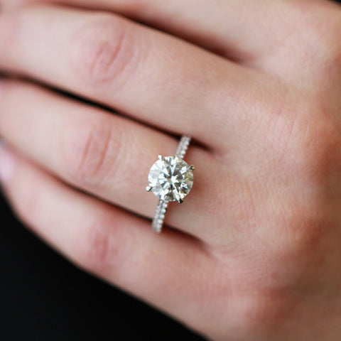 14kt White Gold 3.33cttw Lab-Grown Round Diamond Engagement Ring