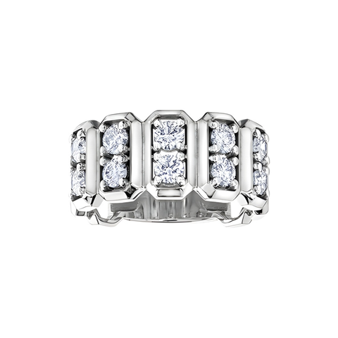10kt White Gold 1.00cttw Diamond Five Row Dinner Ring