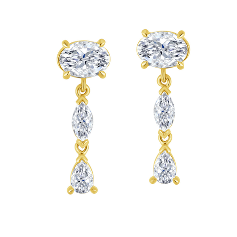 14kt Yellow Gold 3.25cttw Lab-Grown Diamond Dangling Earrings
