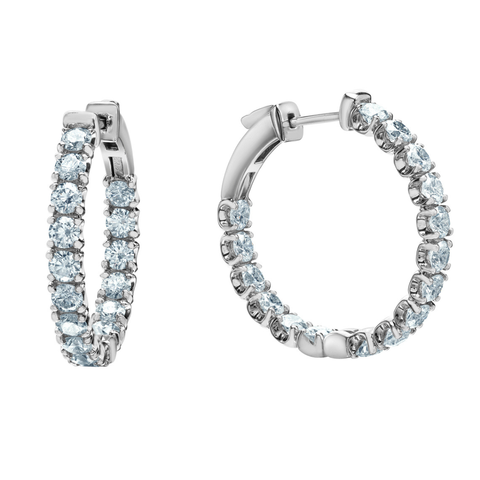 10kt White Gold 5.00cttw Lab-Created In and Out Diamond Hoops
