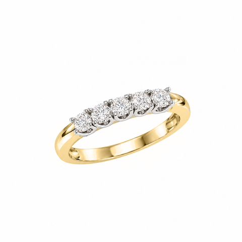 14kt Yellow Gold 0.25cttw Five Natural Diamonds Band