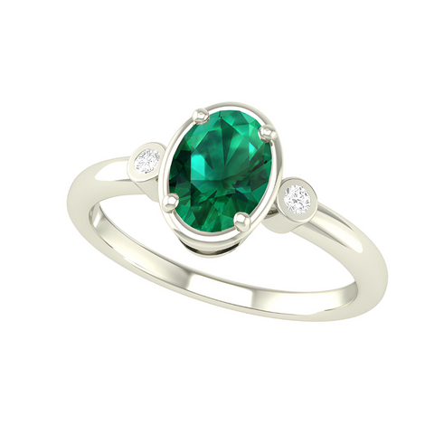 10kt White Gold Emerald And Diamond Ring