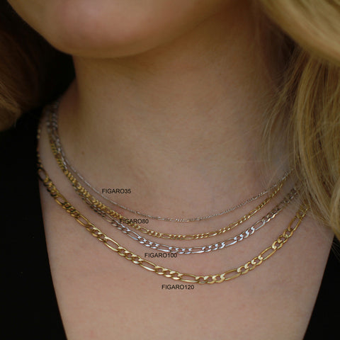 10kt Yellow Gold Figaro120 Chain in 20-inch