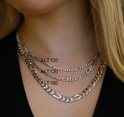 Sterling Silver ALT120 Figaro Chain in 24"