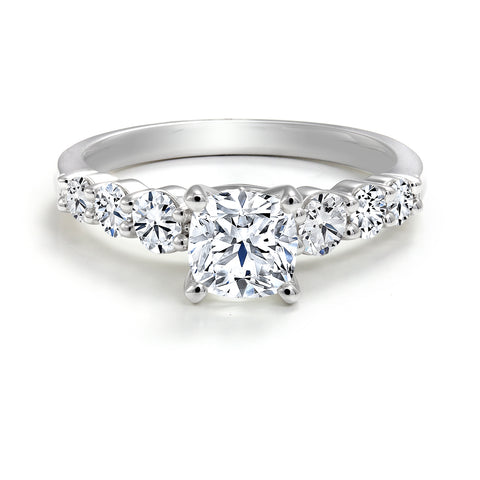 18kt White Gold 1.63cttw Forevermark Black Label Cushion Diamond Engagement Ring