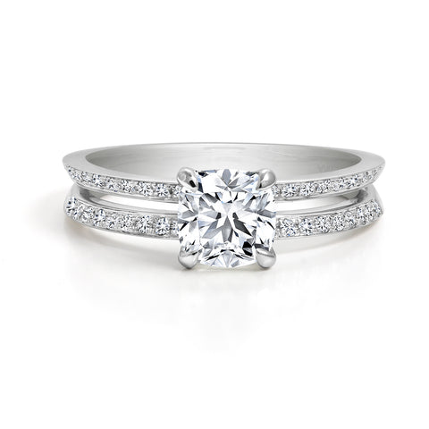 18kt White Gold 1.21cttw Forevermark Black Label Cushion Diamond Engagement Ring