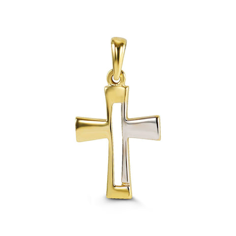 10kt Yellow and White Gold Open Cross
