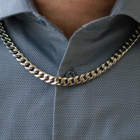 Sterling Silver 8.5mm Wide Hollow Curb Chain in 22-Inch