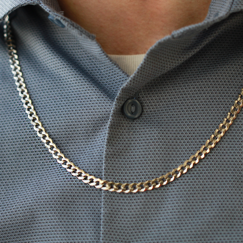 Sterling Silver DC Concave Curb Chain 24-inch