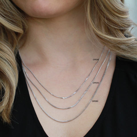 14kt White Gold Curb40 Chain in 24"