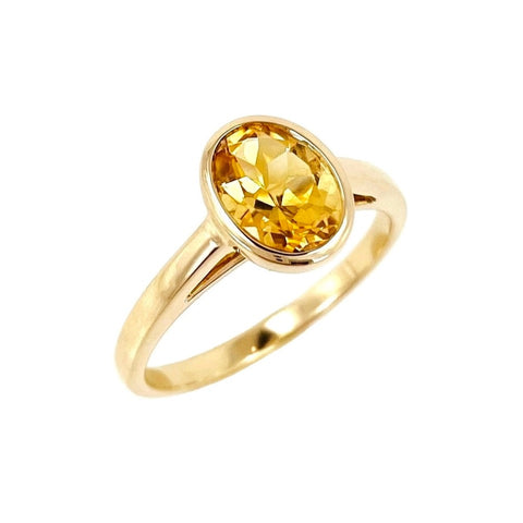 14kt Yellow Gold Oval Citrine Bezel Ring