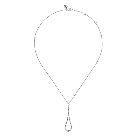 14kt White Gold Diamond Pendant Drop Necklace