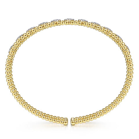 14kt Yellow Gold Bujukan Bead Cuff Bracelet with Pavé Diamond Connectors