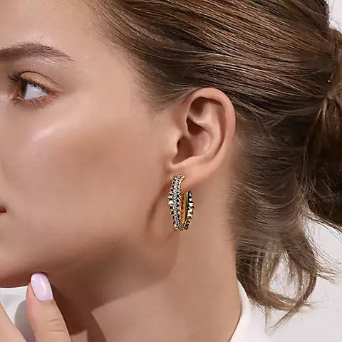 14kt gold diamond cut hoop earrings deals