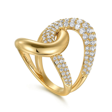 14kt Yellow Gold Diamond Interlocking Ladies Ring