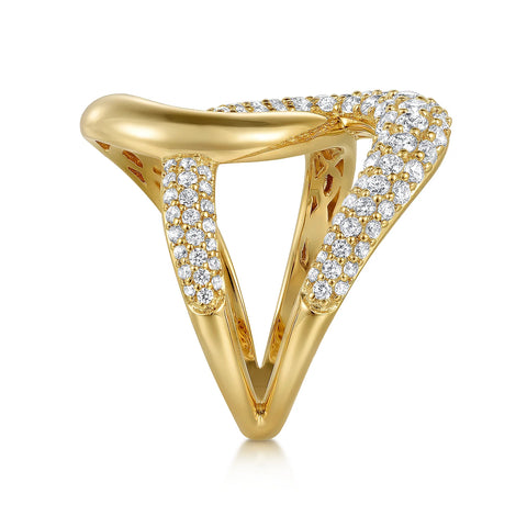 14kt Yellow Gold Diamond Interlocking Ladies Ring