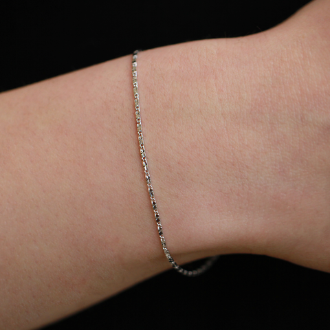 10kt White Gold Star01 Chain Anklet 10-inch
