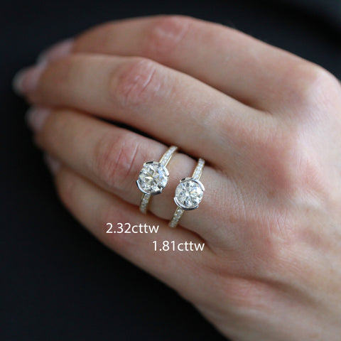 Platinum 1.80cttw Canadian Diamond Round Half Bezel Hidden Halo Engagement Ring