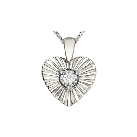 10kt White Gold Diamond Heart Pendant