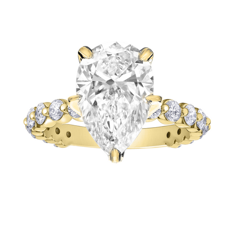 18kt Yellow Gold 5.83cttw Pear Shaped Natural Diamond Engagement Ring