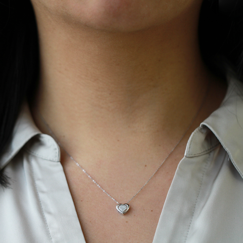 10kt White Gold Diamond Pave Heart Pendant