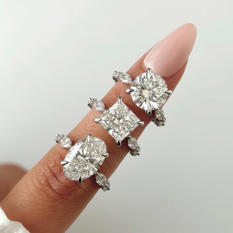 14kt White Gold 5.01cttw Lab-Grown Round and Marquise Diamond Engagement Ring