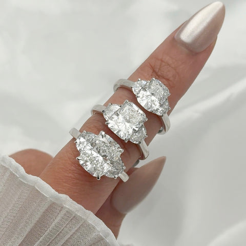 Platinum 5.07cttw Lab-Grown Cushion Diamond Engagement Ring