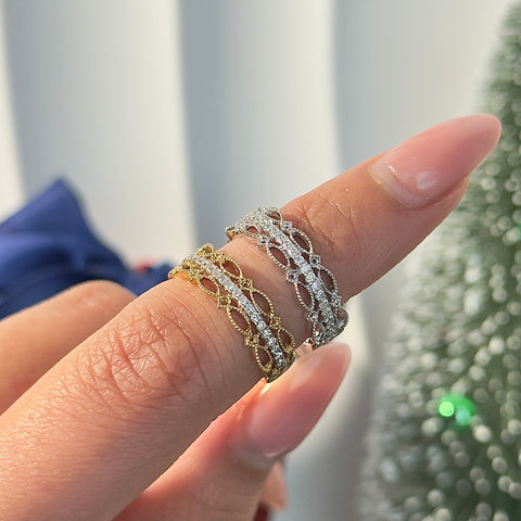 10kt Two-Tone Gold 0.20cttw Diamond Filigree Fashion Ring