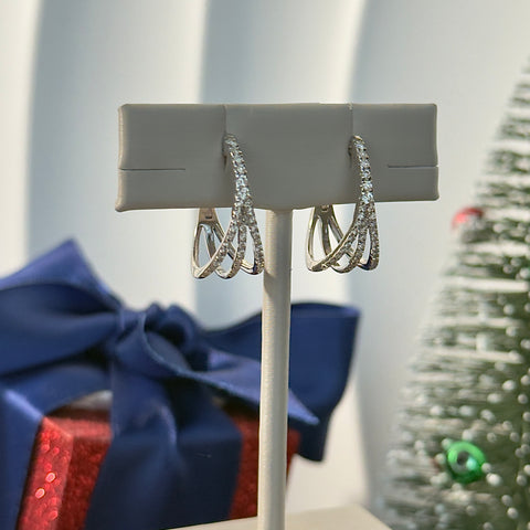 10kt White Gold 0.50cttw Split Diamond Hoop Earring