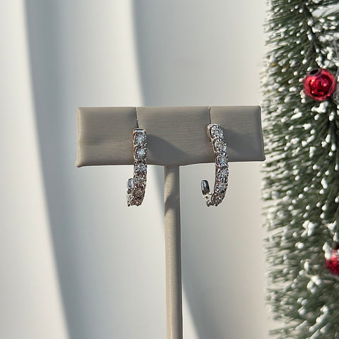 10kt White Gold 0.50cttw Natural Diamond 3/4 Hoop Earrings