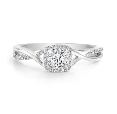 14kt White Gold 0.20cttw Canadian Diamond Halo Engagement Ring
