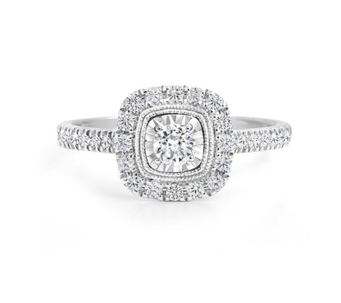 14kt White Gold 0.40cttw Canadian Diamond Halo Engagement Ring