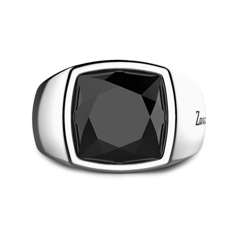 Black and Silver Ring with Natural Onyx