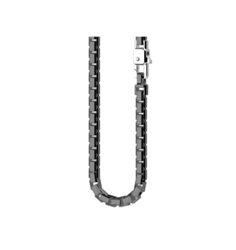 Sterling Silver Black Link Box Chain 22-Inch