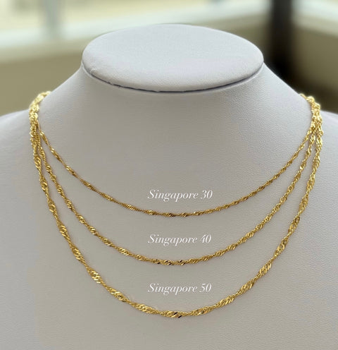 10kt Yellow Gold Singapore50 Chain in 22-inch